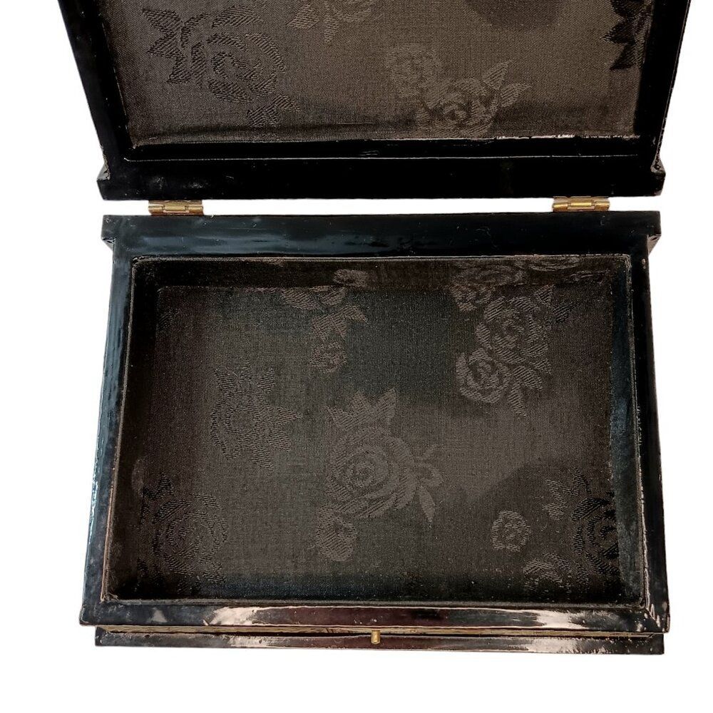 Decoupaged Laquer Box Alphonse Mucha La Peinture Laquered Trinket Jewelry Box - Picture 7 of 15